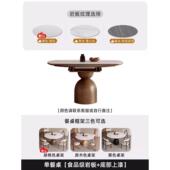 高档覆古风全实木椅岩板餐桌风组合小户型可伸缩折叠形桌中古吃圆