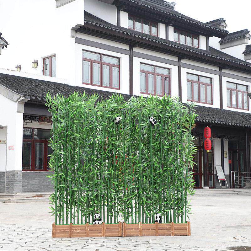 厂家直销彷真竹装饰隔断屏风加密塑料假竹子室内外彷真绿色植物造