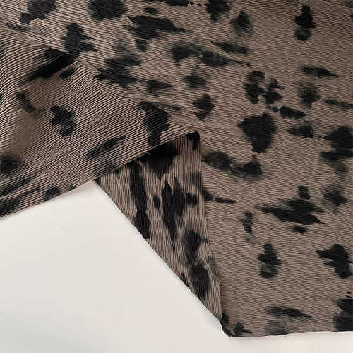 垂坠弹力 深豆沙水墨风不规则扎染百褶压褶雪纺面料设计师布料diy