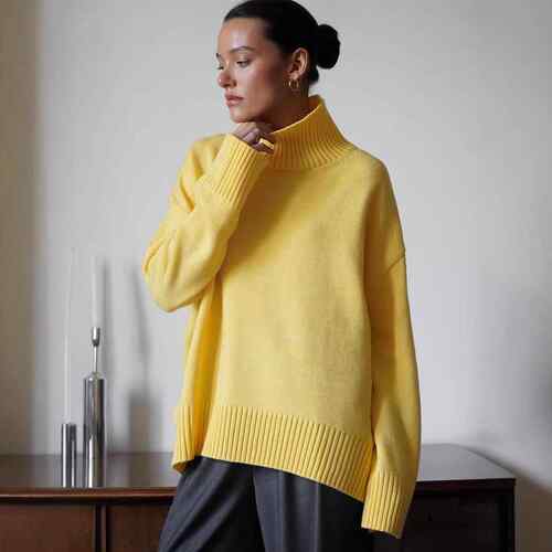 High neck sweater for women, high neck knitted pullover