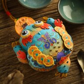 原路手创 金蟾平安符手工刺绣香囊diy材料包锦鲤荷包车挂饰品随身