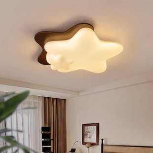 创意胡桃木星形房复风儿童星原木吸顶灯儿童吸顶灯房间灯卧室古风