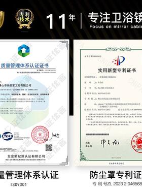 9W锈钢镜柜带灯智尘除雾厕所防罩沥水收纳壁挂镜F776MTSS子浴室不