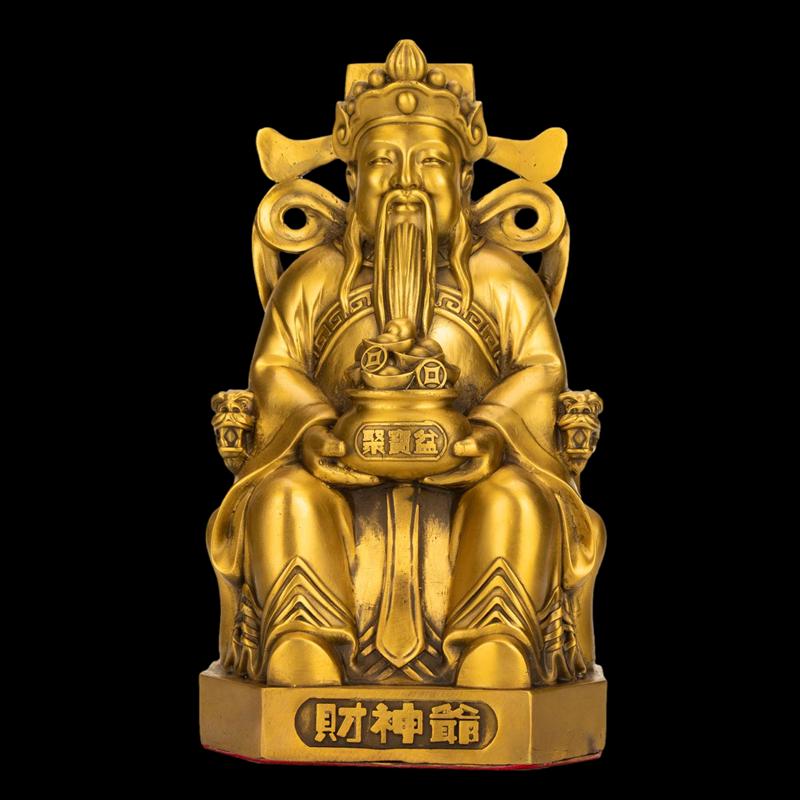 纯铜财神爷大号佛像桌面摆件玄关家用供奉店铺开业铜像比干文财神