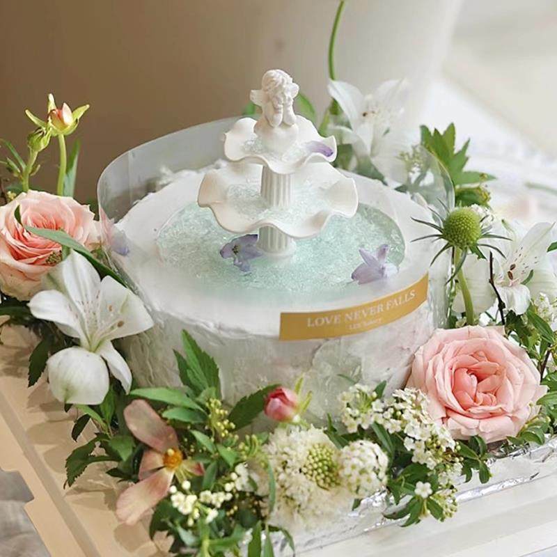 许愿池小天使生日蛋糕装饰摆件复古水柱喷泉硅胶模具翻糖巧克力模,厨房/烹饪用具,烘焙模具,淘宝优惠券,粉丝福利购,淘宝优惠卷
