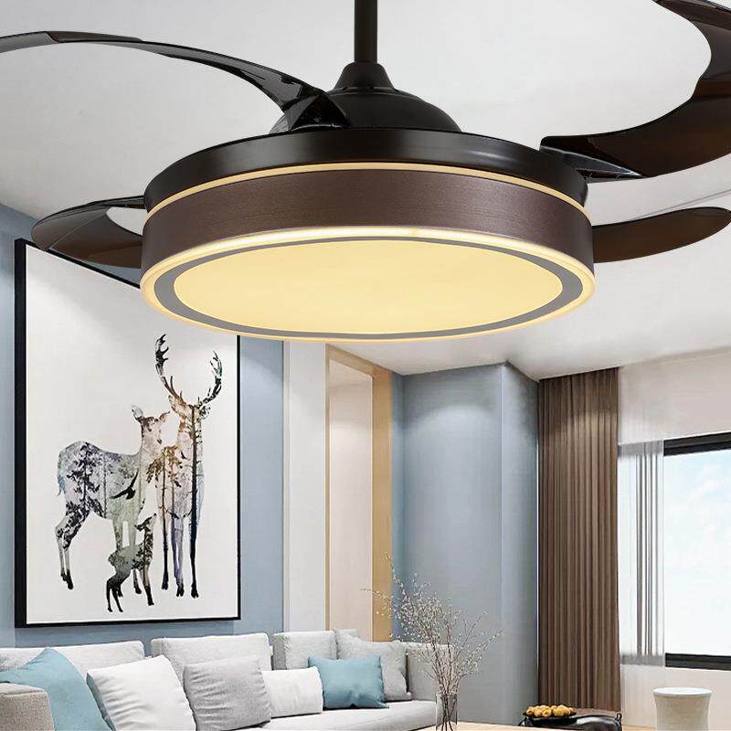 隐形风扇灯餐厅卧室吊顶带灯的吊扇灯客厅现代简约吸顶风扇吊灯具