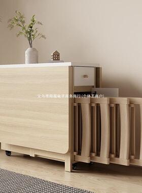 多功能折叠餐桌椅组合现代简约小户型家用可伸缩带轮餐桌简易饭桌