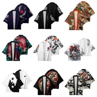 Men'S Street Style Loose- Thin Kimono Jacket, Japanese