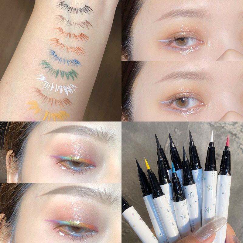 韩国专柜彩色眼线液笔极细持久伪素颜新手女防水防汗不掉色晕染