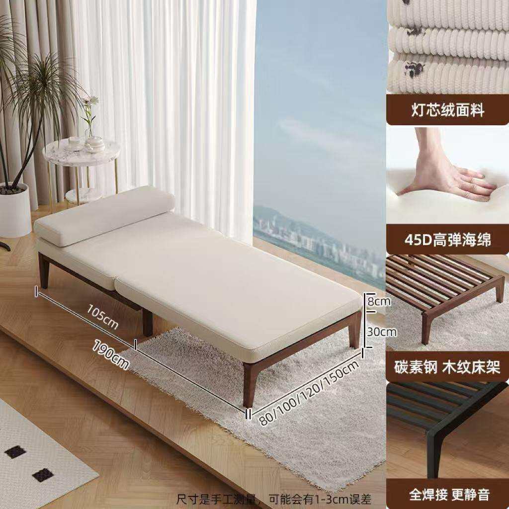 法式中古风实木沙发客厅小户型阳台贵妃可折叠单人沙发床一体两用