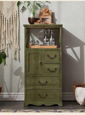 美式乡CEW村实木斗柜约现代客厅室柜复古储物多层纳柜卧收边简柜