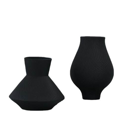现代简约树脂手工花瓶磨砂黑花器样板房餐桌玄关时尚轻装饰品