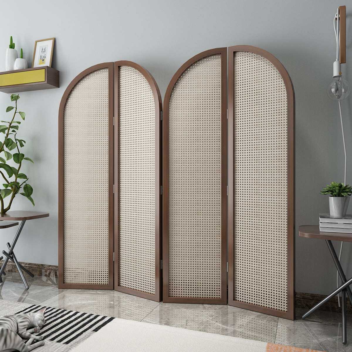 公室折现代隔断玄关屏风中式藤编简约卧室办公屏实木家用遮挡客厅,住宅家具,庭院屏风,淘宝优惠券,粉丝福利购,淘宝优惠卷