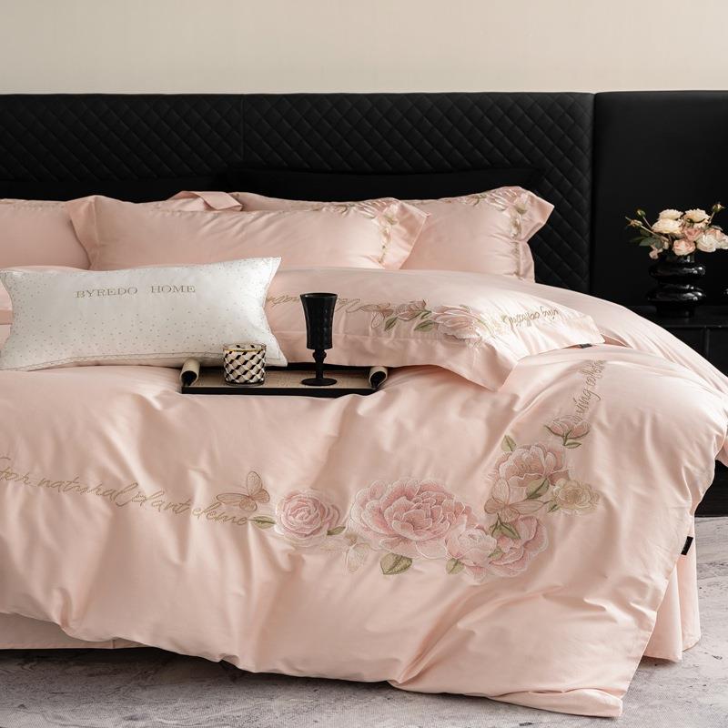 刺绣轻奢风全棉透气舒适四件套法式风四季贴身澳棉玫瑰床品刺绣款