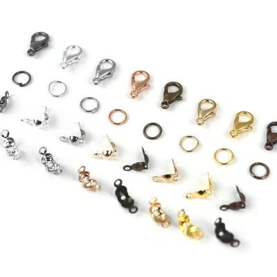 100pcs Lobster Clasp Jump Rings Connector Clasp Crimp End