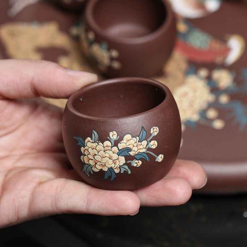 宜兴原矿紫砂壶茶壶茶盘套装茶具纯手工泥绘家用功夫泡茶壶汉瓦壶