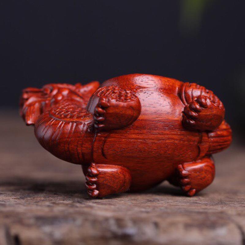 小叶紫檀龙龟貔貅金蟾麒麟手把件紫檀木雕刻摆件红木工艺品