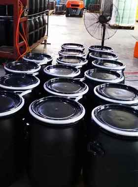 加厚60L黑色法兰桶化工塑料桶密封桶废液泔水桶圆形抱箍桶带盖