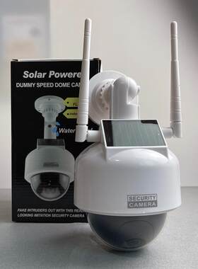 彷真监控器4G太阳能假摄像头球机模型野外鱼塘农场果园吓唬带灯闪