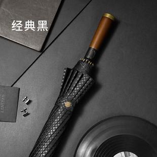 高档复古轻奢16骨直柄雨伞2长强风双人暴风雨专用莲花骨10c抗m大