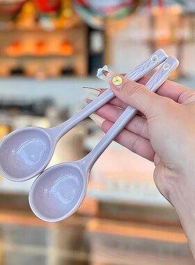 日本陶瓷勺子奶油风陶瓷长柄勺紫色汤匙家用甜品勺喝汤面勺饭勺子