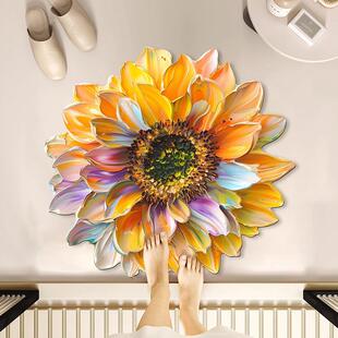 原创设计3D立体感异形硅藻泥吸水防滑地垫花朵浴室厕所卫生间门口