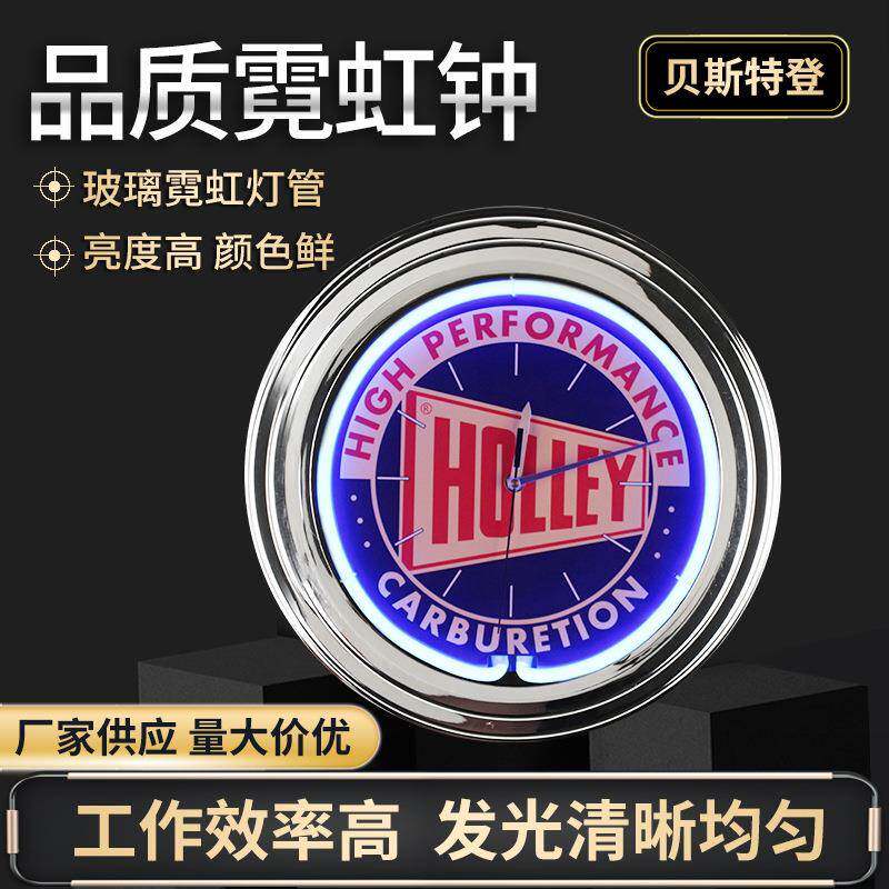 厂家供应霓虹灯钟创意时尚现代简约钟表家用网红挂钟客厅大气