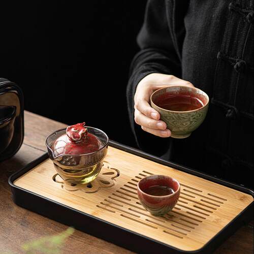 旅行便携式快客杯一壶二杯复古祥云造型户外露营玻璃泡茶器随手礼