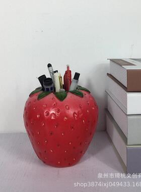 跨境热款写实草莓花家居卧室玄关客厅餐厅桌面插花仿真水果摆件
