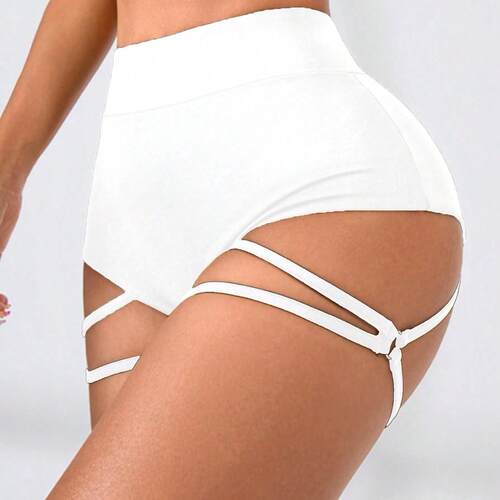 Female High-Waisted Spandex Stretch Shorts with Garters