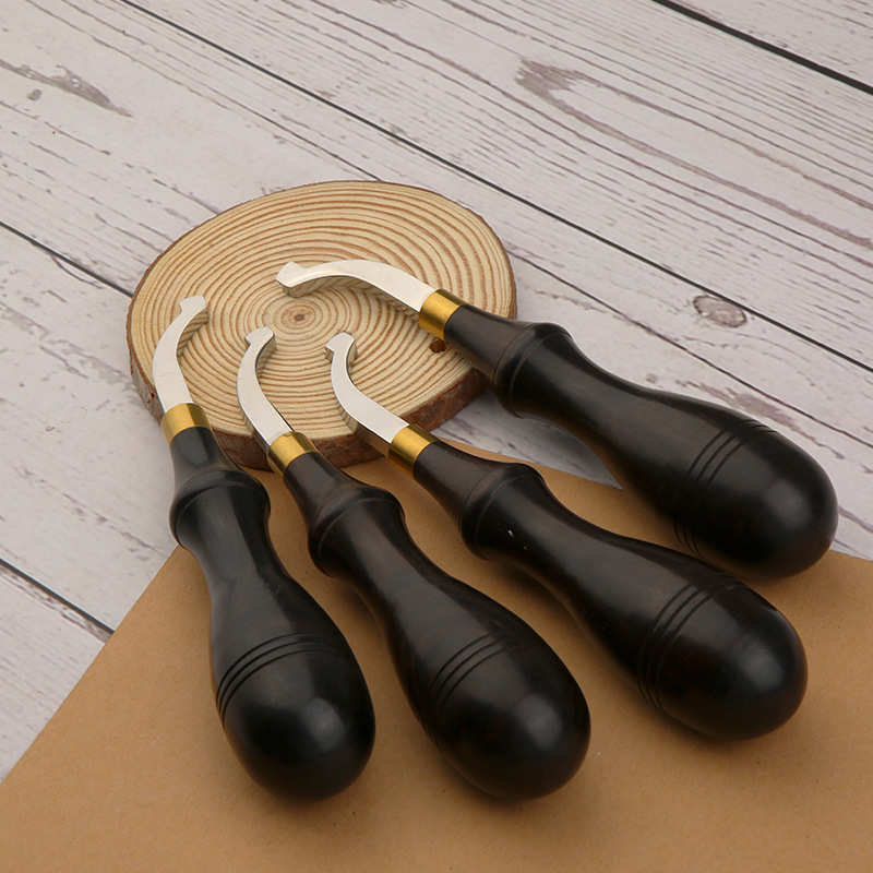 手工皮具黑檀手柄拱形压边器1-2.5mm皮革修边工具边线器皮边缝纫