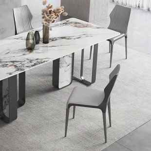 亮光岩板奢餐桌现代D11简约餐轻奢设计师意式 极简石不钢锈岩板桌