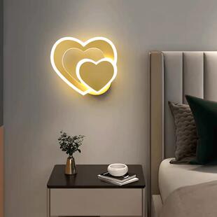 爱心壁灯卧室床头灯女孩房间新款 网红楼梯过道极简创意客厅电视墙