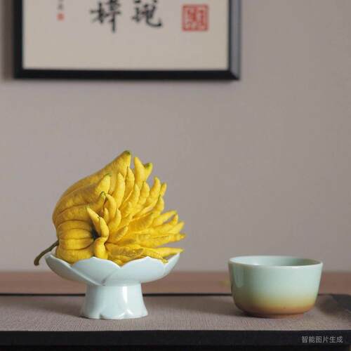 中式可养佛手柑托盘陶瓷佛手瓜水培器皿佛手果专用花瓶佛手供盘