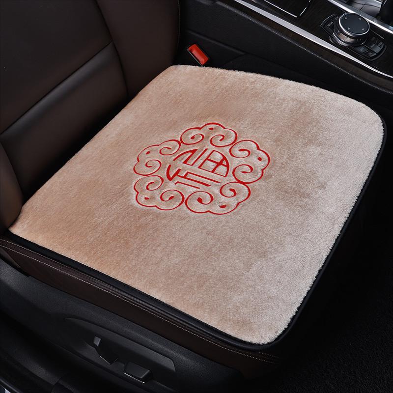 加厚汽车坐垫冬季短毛绒无靠背座垫三件套保暖通用免捆绑座椅单垫