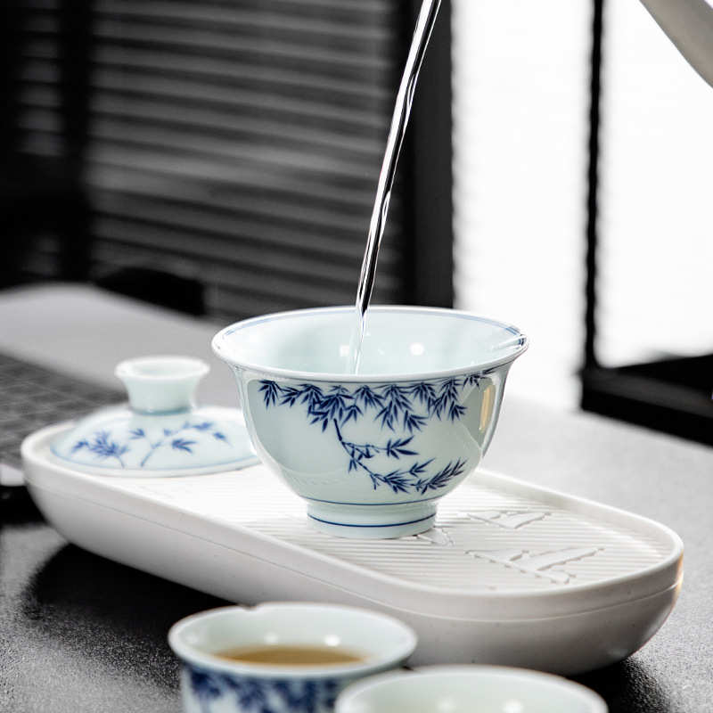旅行茶具伴手礼户外泡茶便携式盖碗茶杯陶瓷旅行套装商务礼品印lo