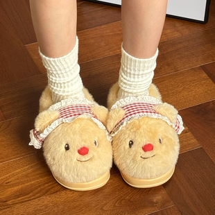 卡通全包棉拖鞋女2025秋冬季新款家用防滑加绒加厚冬天保暖棉鞋