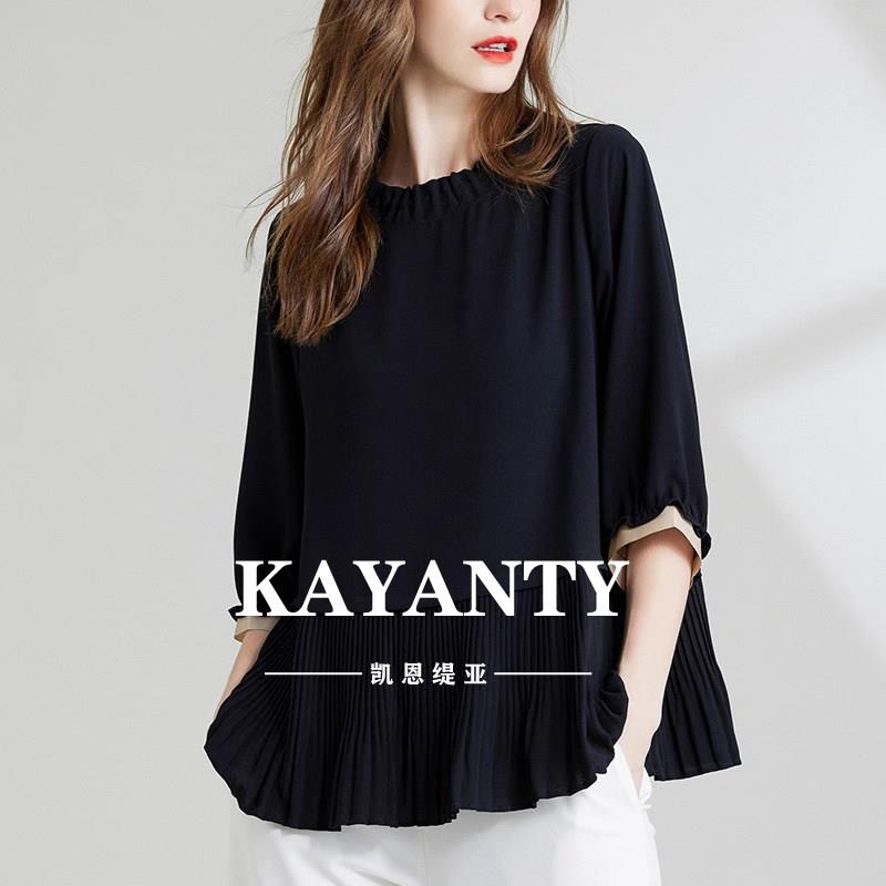 KAYANTY高端大码女装夏装新款胖mm宽松显瘦遮肚子百搭设计感上衣