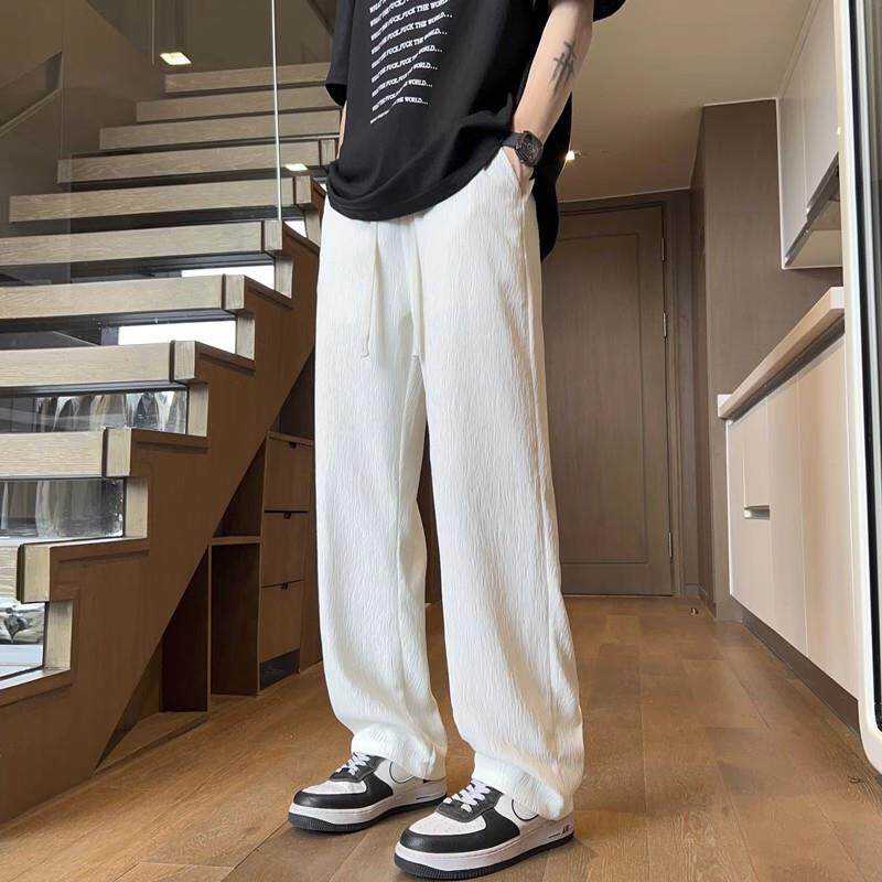 宽松垂感冰丝裤子男款夏季薄款直筒阔腿裤2026新款男士休闲长裤