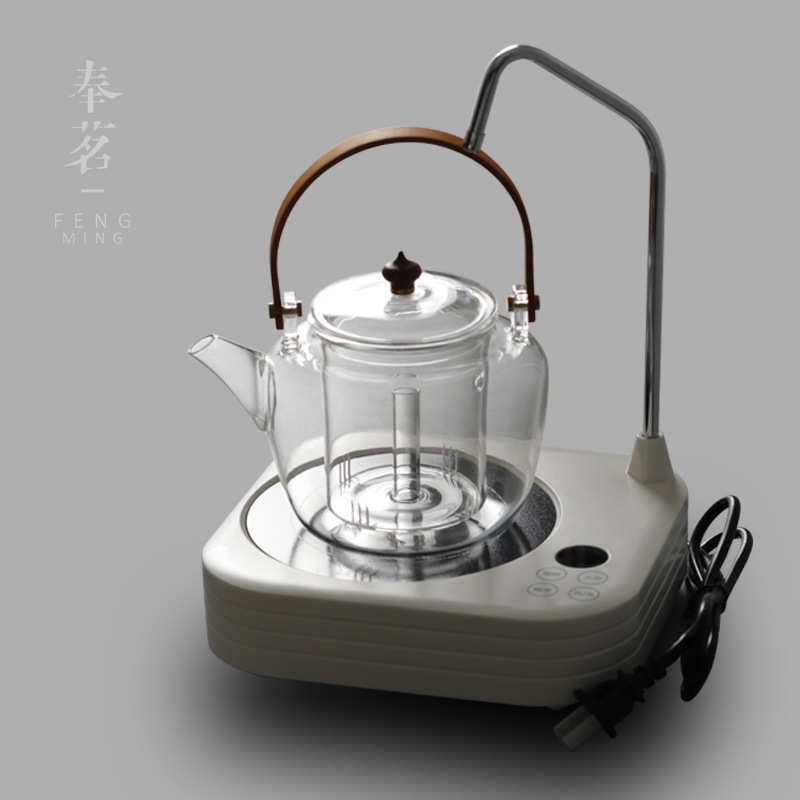 烧水玻璃壶 锤纹泡茶壶过滤泡茶煮茶电陶炉自动上水器竹把提梁壶