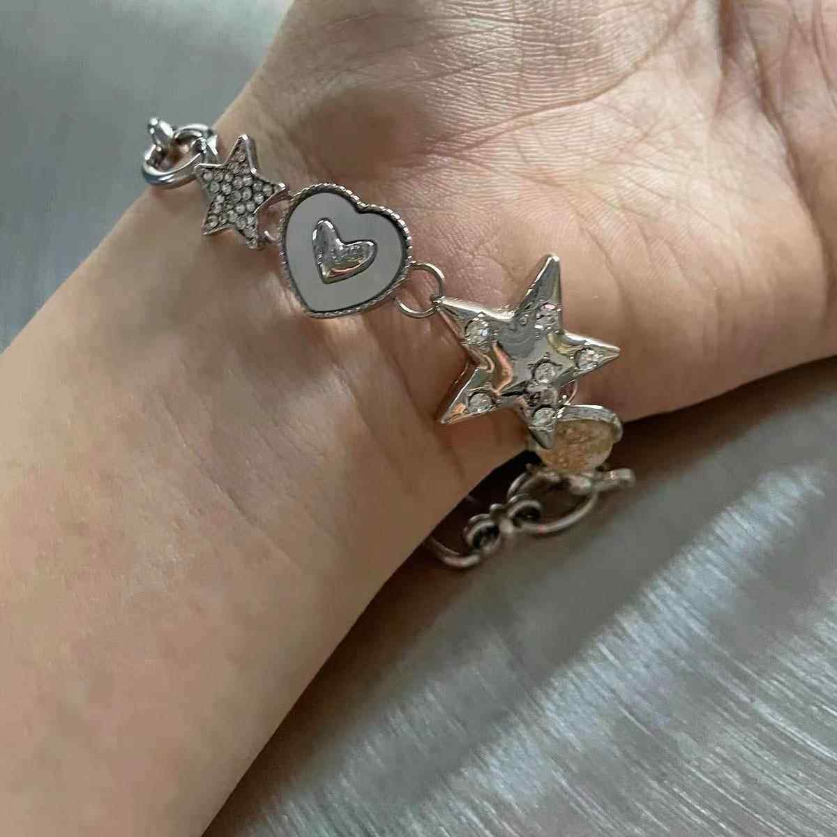金属感星星爱心拼接男款手链女手串小众设计高级感情侣款饰品新款