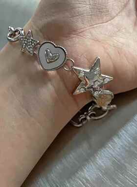 金属感星星爱心拼接男款手链女手串小众设计高级感情侣款饰品新款