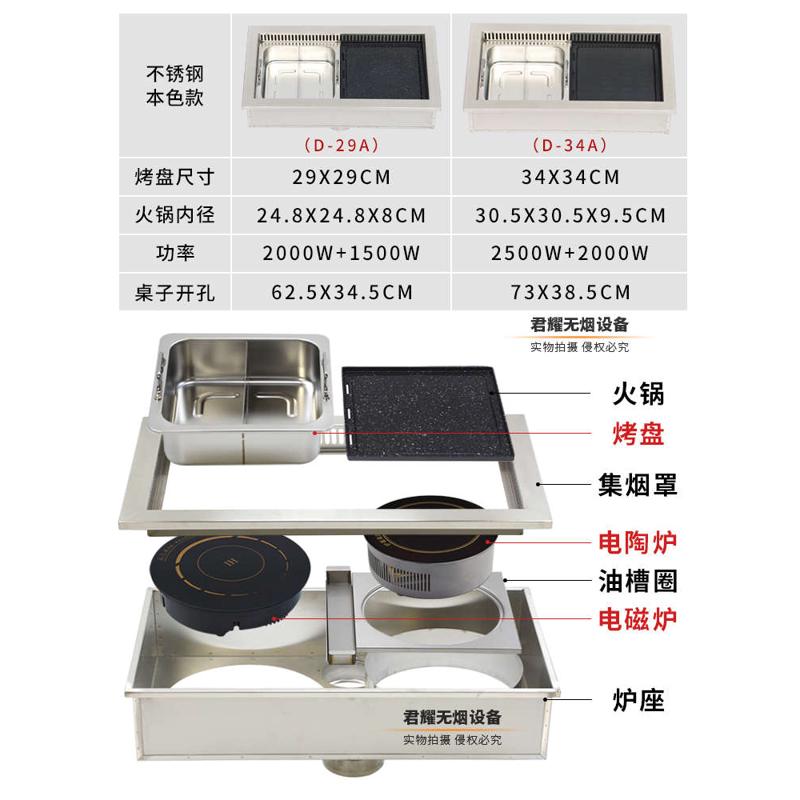 烧烤火锅烤涮一体锅商用电烧烤炉韩式无烟火锅烤肉桌餐厅下排净化