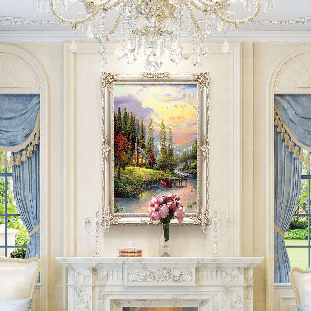 欧式玄关挂画玄幻装饰画美式风景画走廊过道现代简欧餐厅油画
