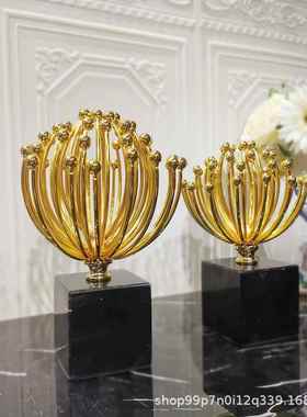 石轻创意大理电金属花蕾家居奢摆件样板房视MET19006柜店铺橱窗装