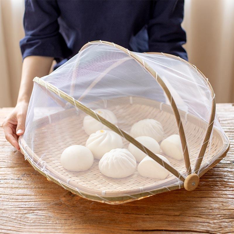 竹编制品防虫晾晒竹篮家用菜罩筛子簸箕馒头筐防蝇网篮子竹筐筐子