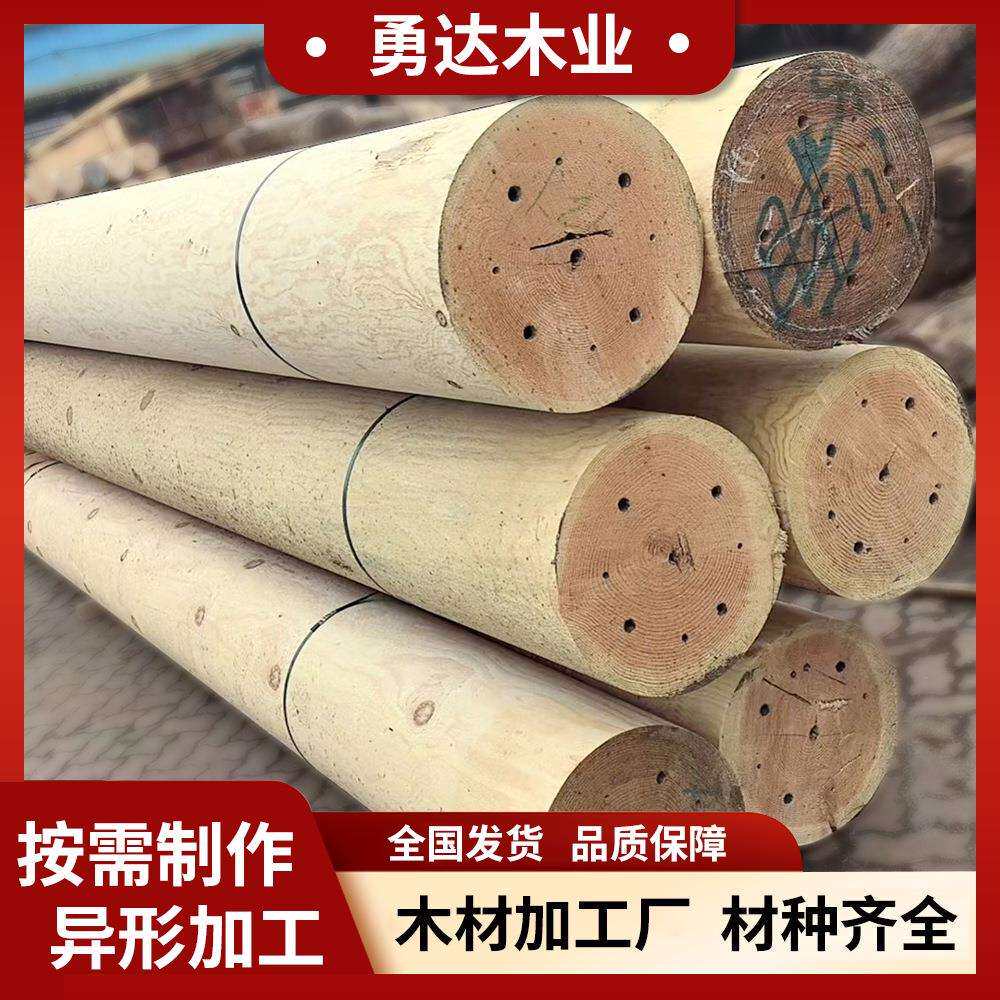 古建木料防腐木圆柱花旗松圆柱杉木柱实木原木房梁木半圆柱子