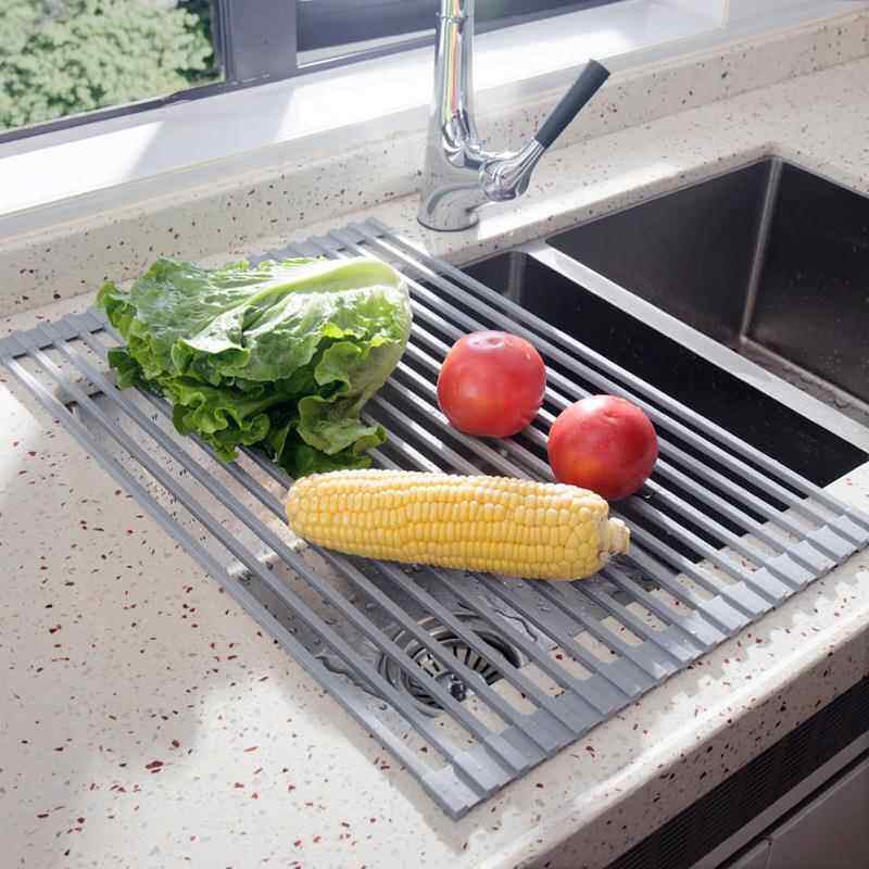 沥水架碗架厨房水槽可折叠不锈钢水池收纳置物架碗碟洗碗池沥水篮