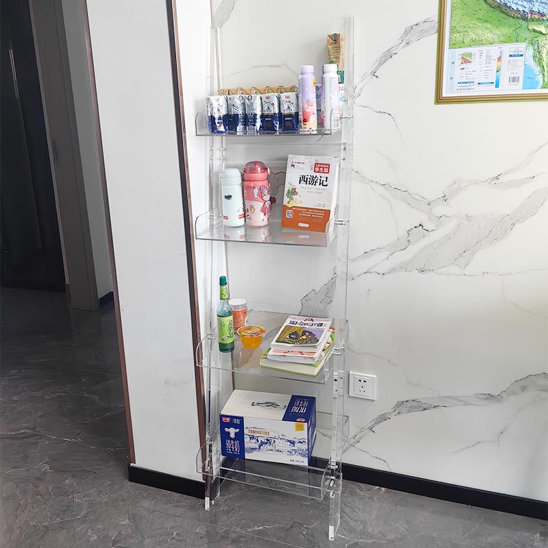 亚克力靠墙书架卧室多层展示架创意陈列架落地透明花架浴室置物架