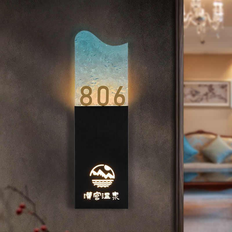 门牌制作亚克休闲浴所不锈钢头会力足高档彩石标识发光炫酒店纹牌